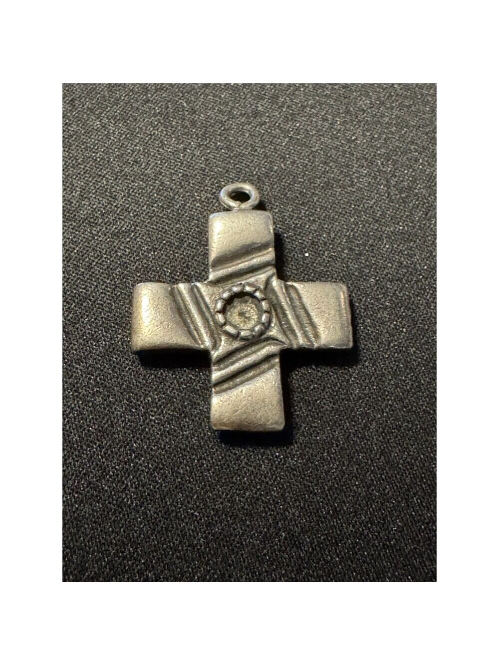 925 Sterling Silver Artizan Made Dbl Sided Cross Pendant